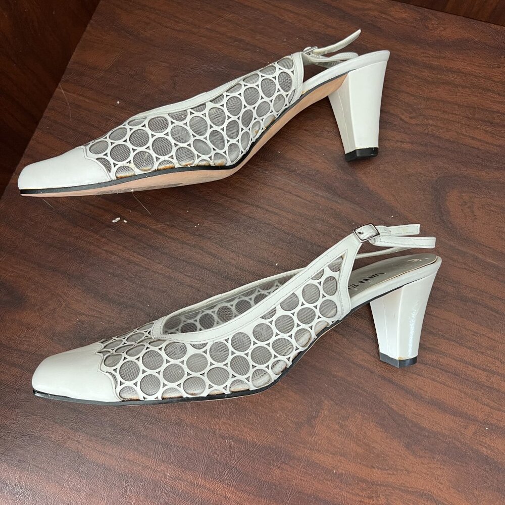 Vaneli mesh leather slingback with ankle buckle dress pumps size 12 - Picture 2 of 8